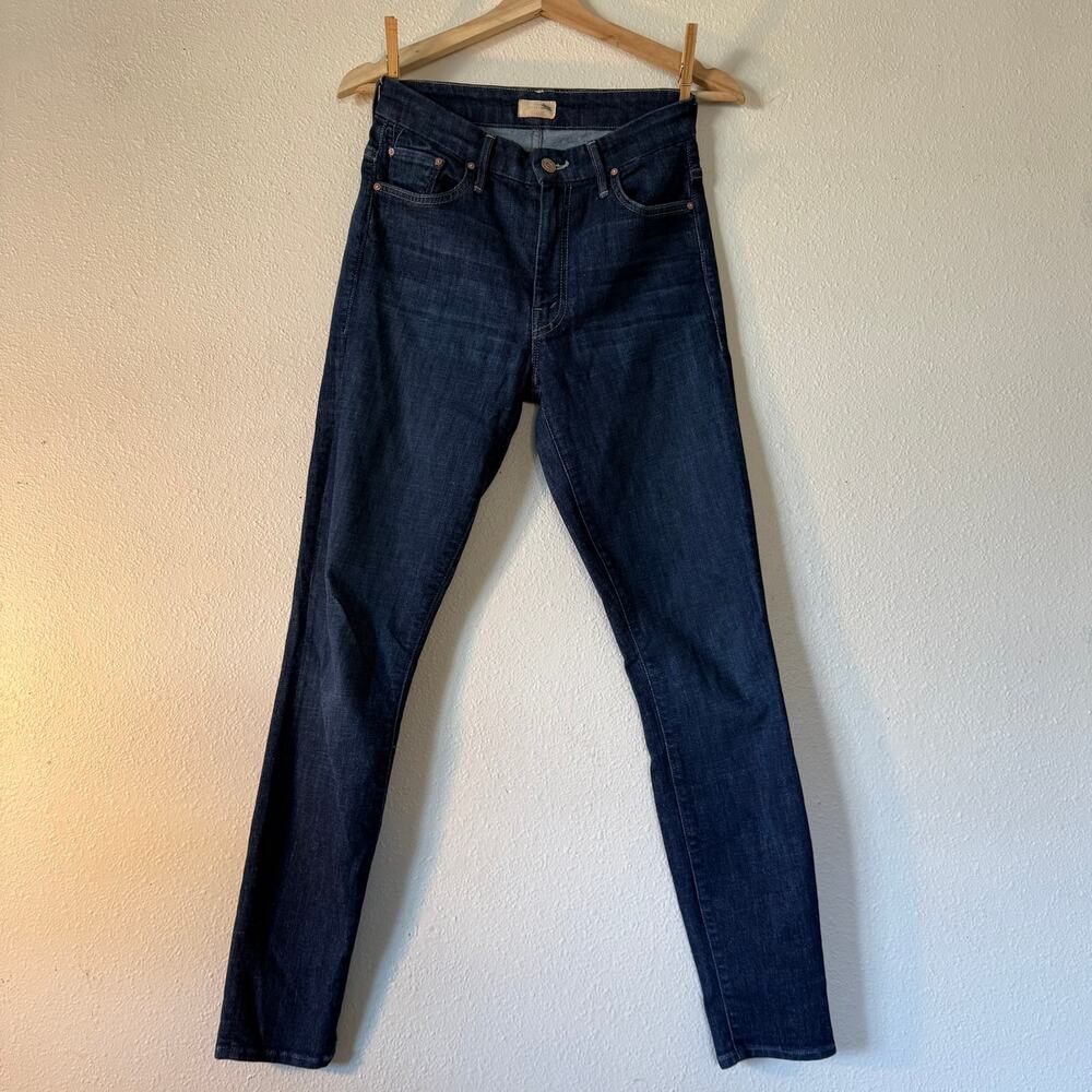 Mother High Waisted Looker Clean Sweep Dark Blue Skinny Jeans Size 26